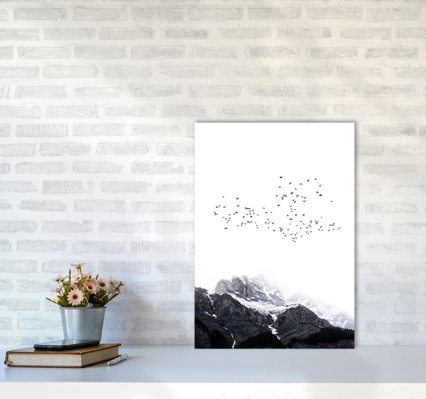 The Mountains Contemporary Landscape Art Print by Kubistika A2 Black Frame