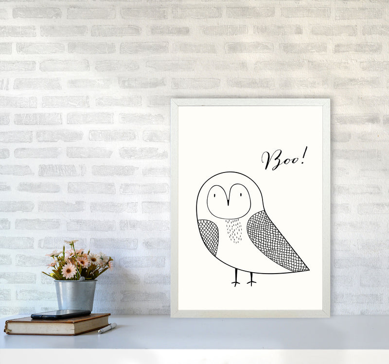 Boo Nursery Animal Art Print by Kubistika A2 Oak Frame