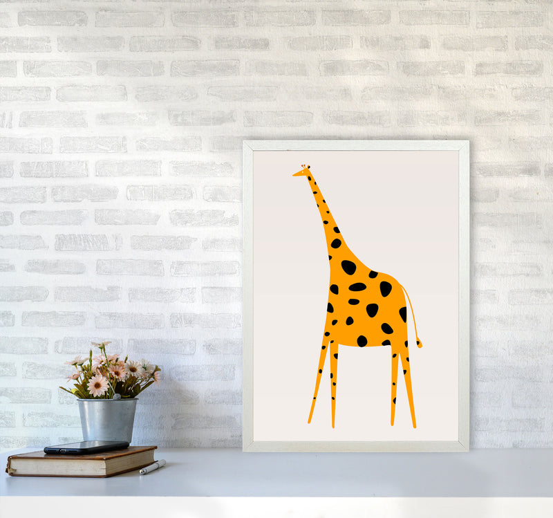 Cute Griraffe Nursery Art Print by Kubistika A2 Oak Frame
