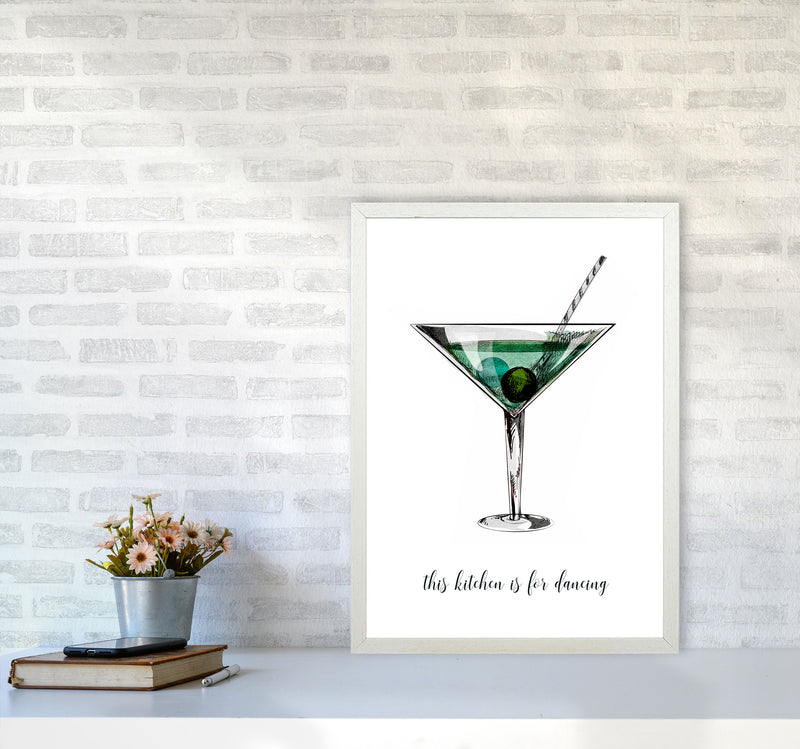 Kitchen Dancers Quote Contemporary Art Print by Kubistika A2 Oak Frame