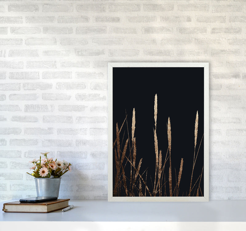 Golden Fields In The Dark Art Print by Kubistika A2 Oak Frame