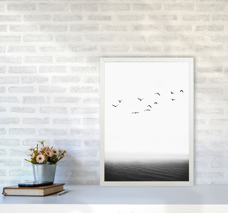 The Seaside Landscape Contemporary Art Print by Kubistika A2 Oak Frame