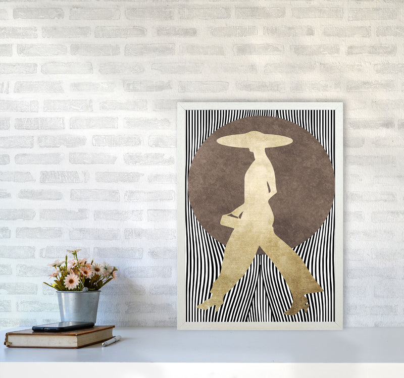 La Madame Noir Vintage Contemporary Art Print by Kubistika A2 Oak Frame