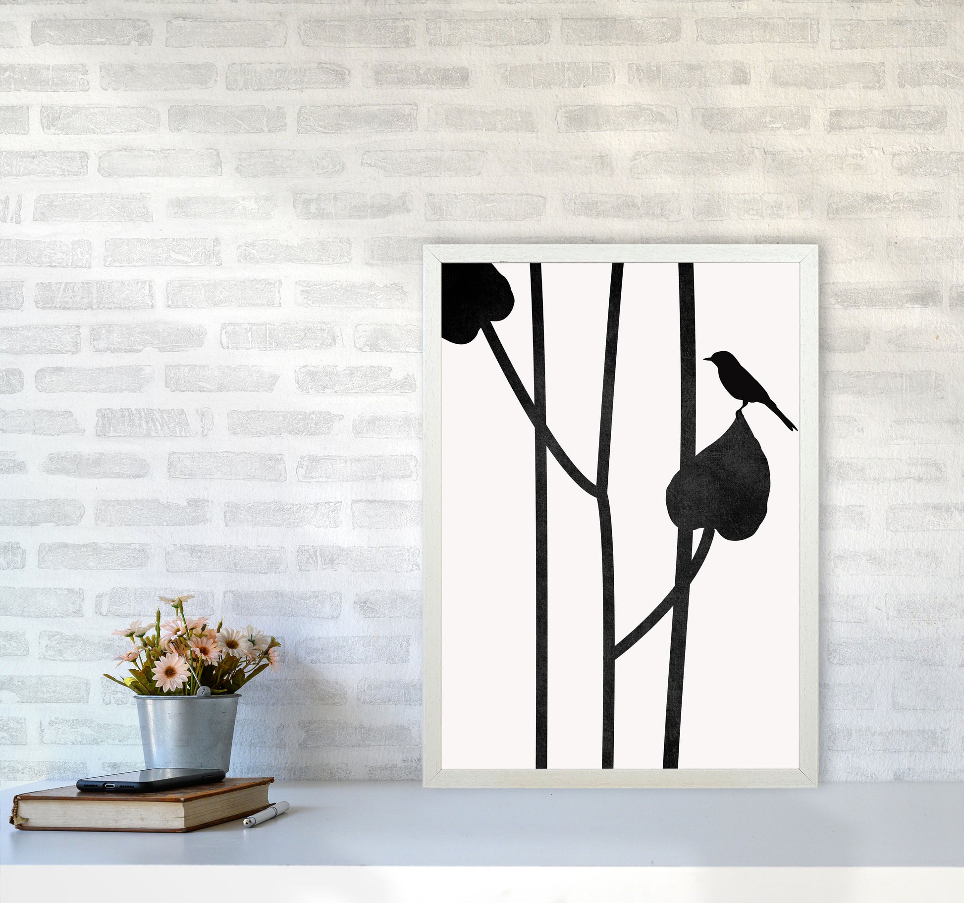 The Bird Contemporary Art Print by Kubistika A2 Oak Frame