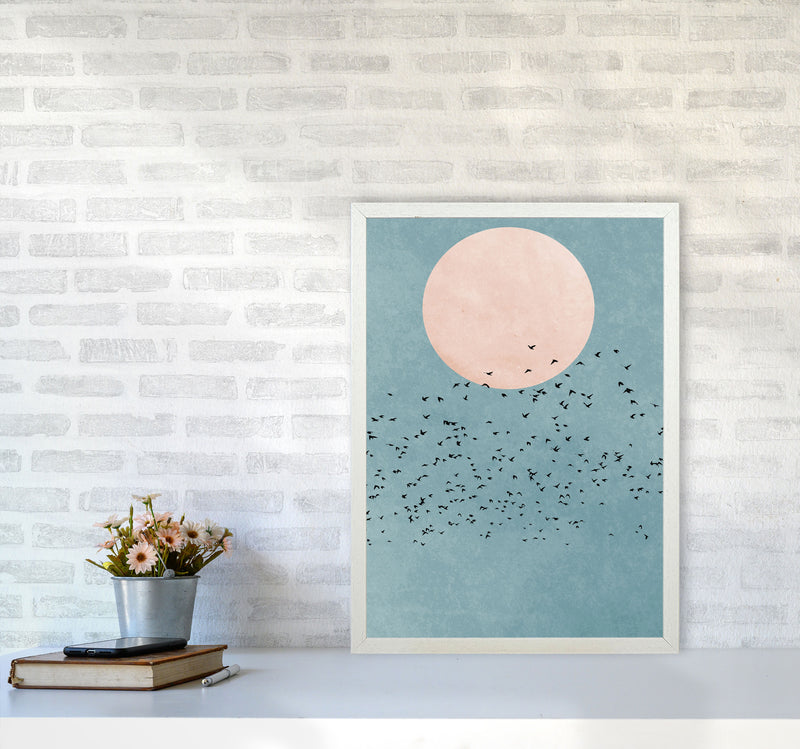 A Fly Away Modern Contemporary Art Print by Kubistika A2 Oak Frame
