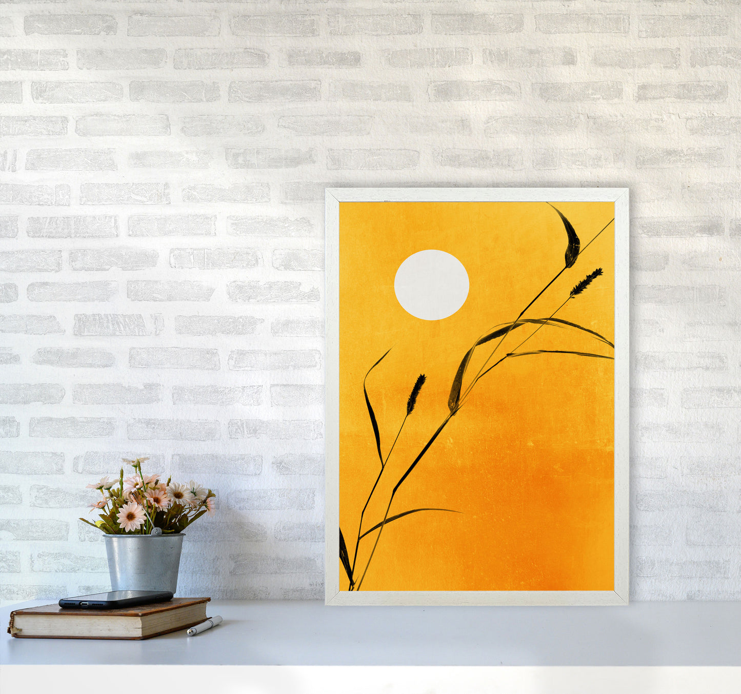 Sunny Days Contemporary Art Print by Kubistika A2 Oak Frame