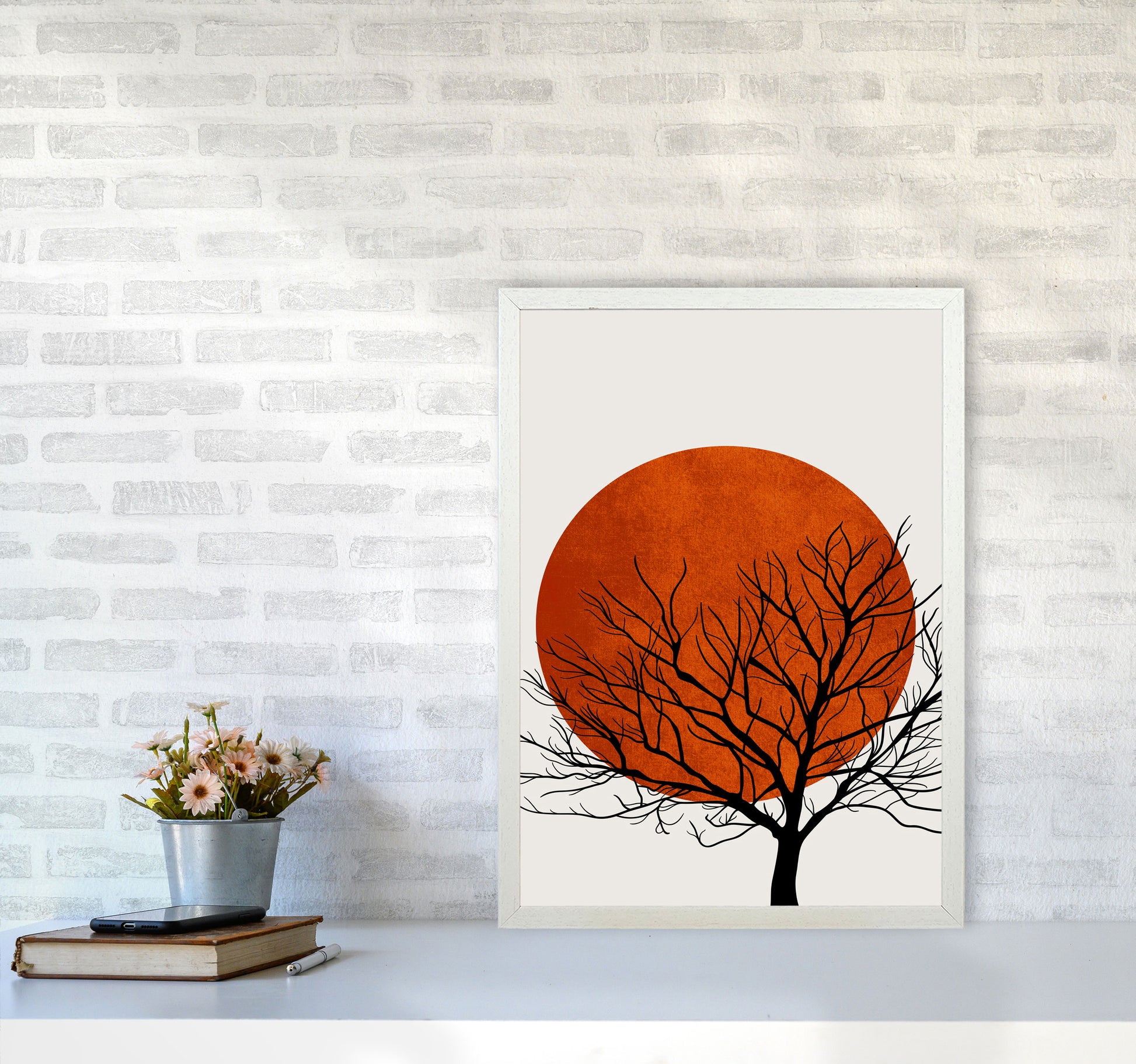 A Blooming Oak  Modern Contemporary Art Print by Kubistika A2 Oak Frame
