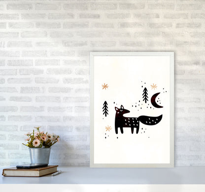 Little Winter Fox Nursery Childrens Art Print by Kubistika A2 Oak Frame