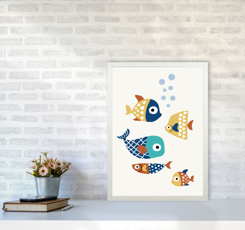 Little Friends Childrens Nursery Art Print by Kubistika A2 Oak Frame