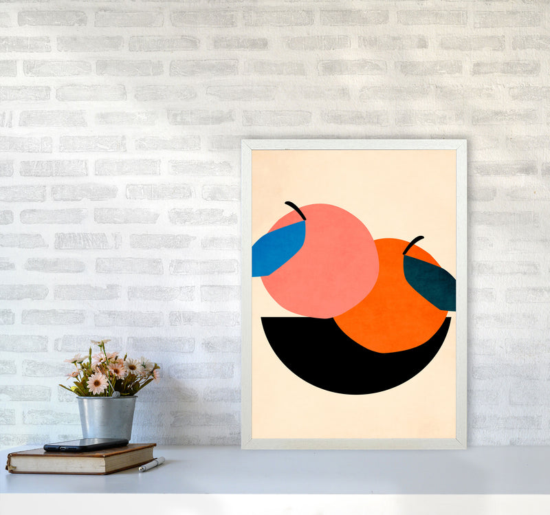Two Apples Art Print by Kubistika A2 Oak Frame