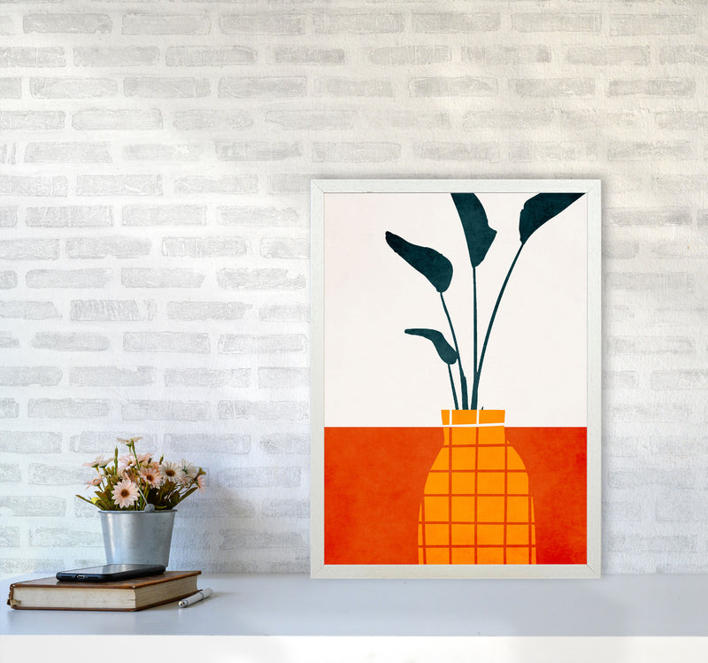 Kitchen Table With Plant Art Print by Kubistika A2 Oak Frame