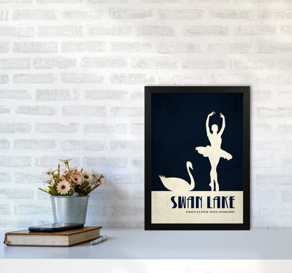 Swan Lake Ballet Poster Contemporary Art Print by Kubistika A3 White Frame