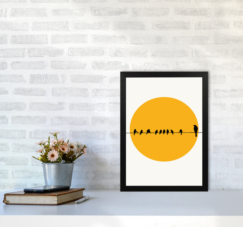 Birds Family Contemporary Art Print by Kubistika A3 White Frame