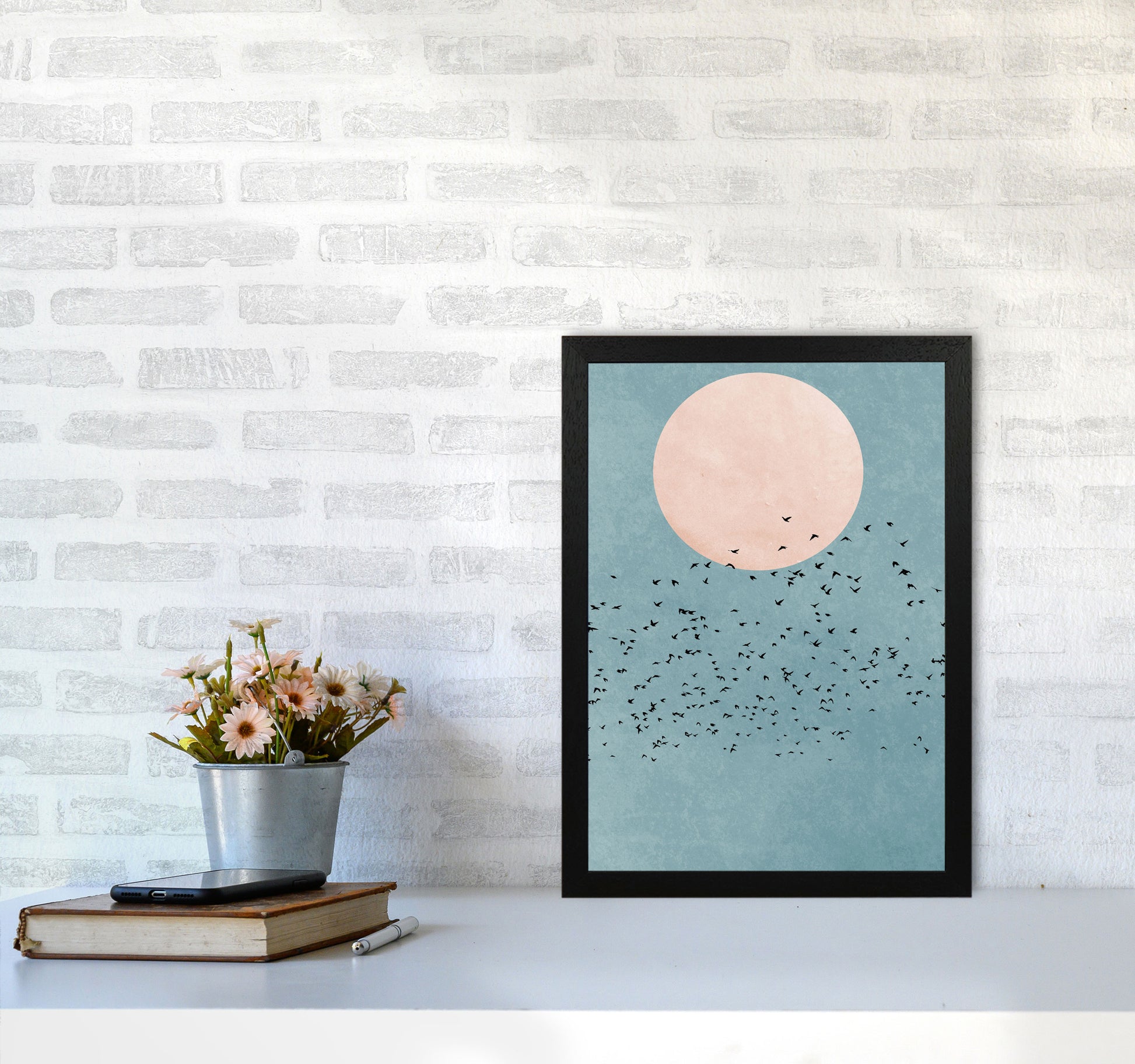A Fly Away Modern Contemporary Art Print by Kubistika A3 White Frame