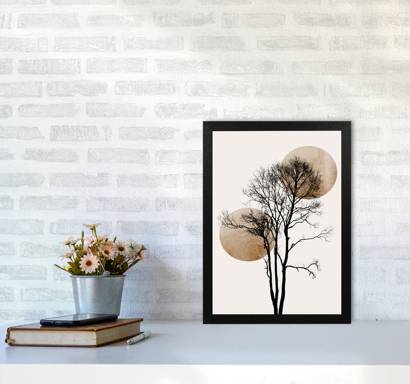 Sun and Moon hiding-GOLD Contemporary Art Print by Kubistika A3 White Frame