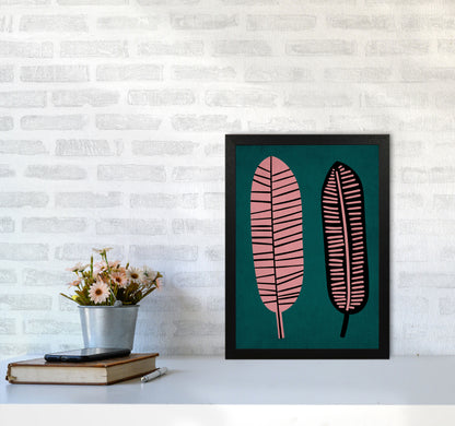 Two Leafs Contemporary Art Print by Kubistika A3 White Frame