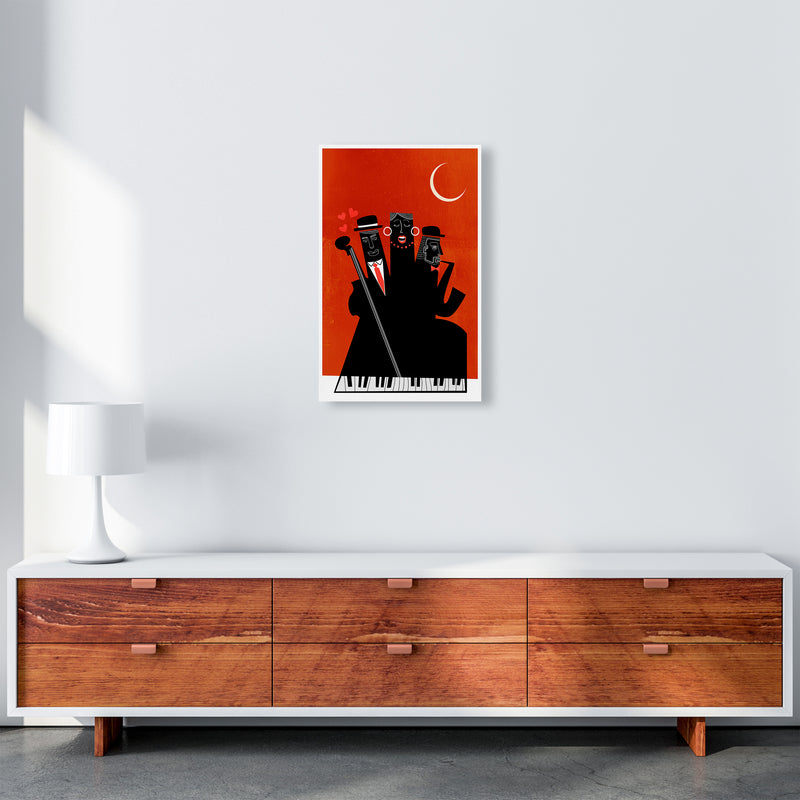 Casablanca Jazz-RED Modern Music Art Print by Kubistika A3 Canvas