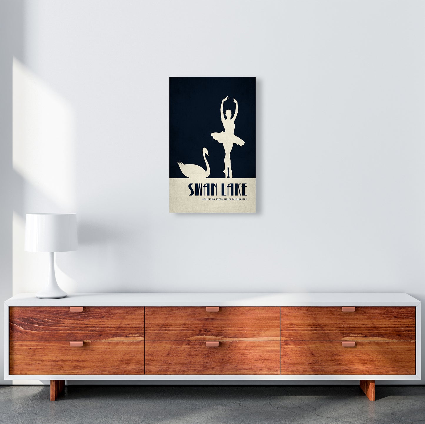 Swan Lake Ballet Poster Contemporary Art Print by Kubistika A3 Canvas