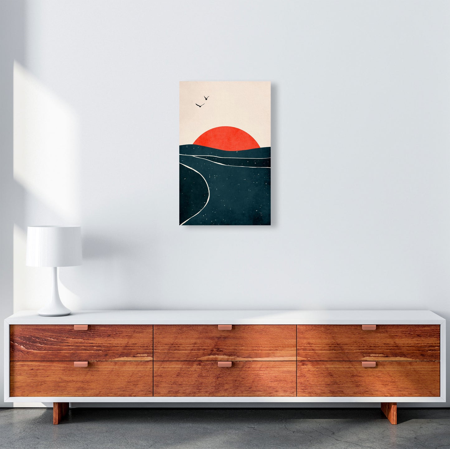 Doves And Waves Art Print by Kubistika A3 Canvas