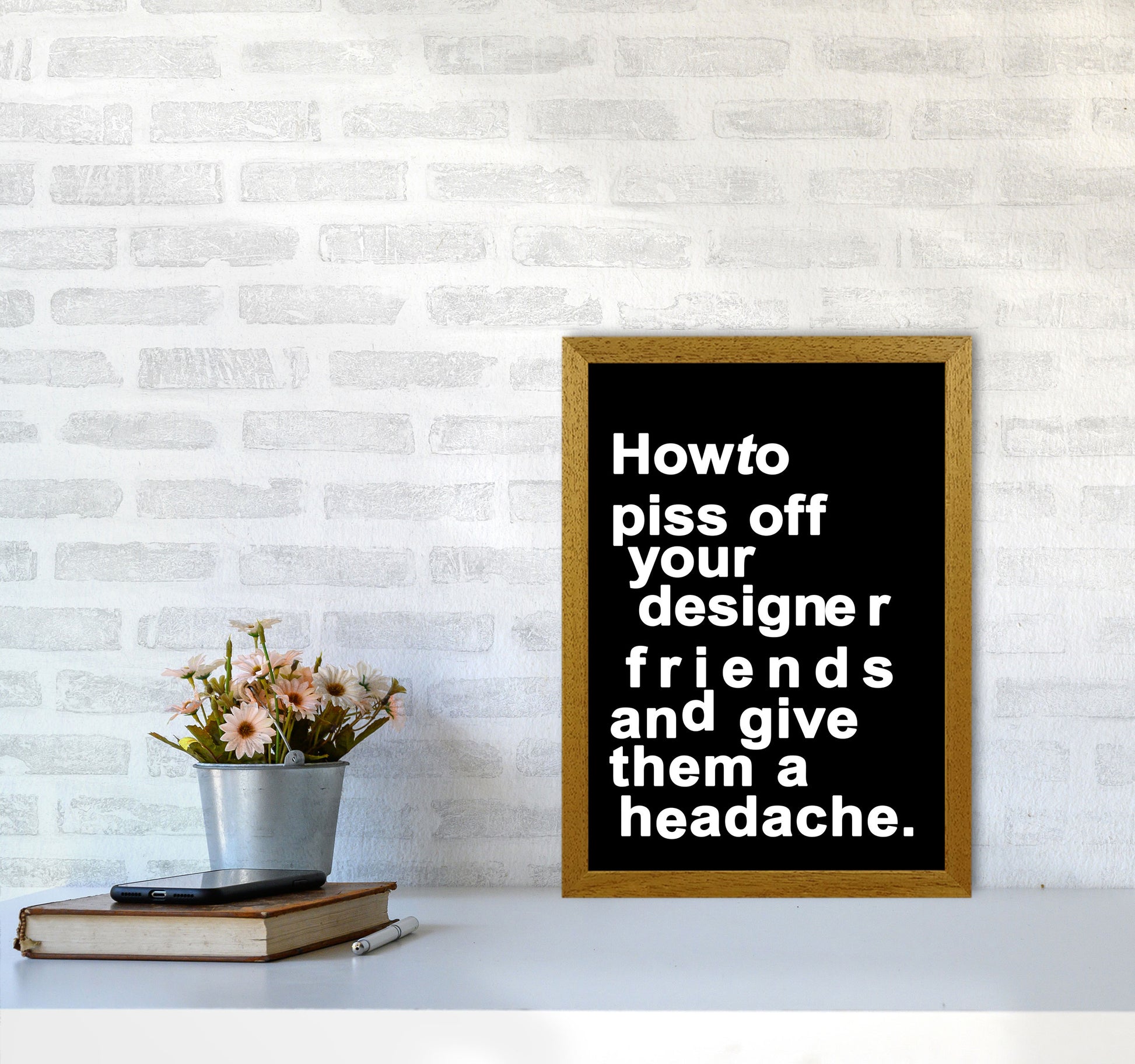 The Headache - BLACK Quote Contemporary Art Print by Kubistika A3 Print Only