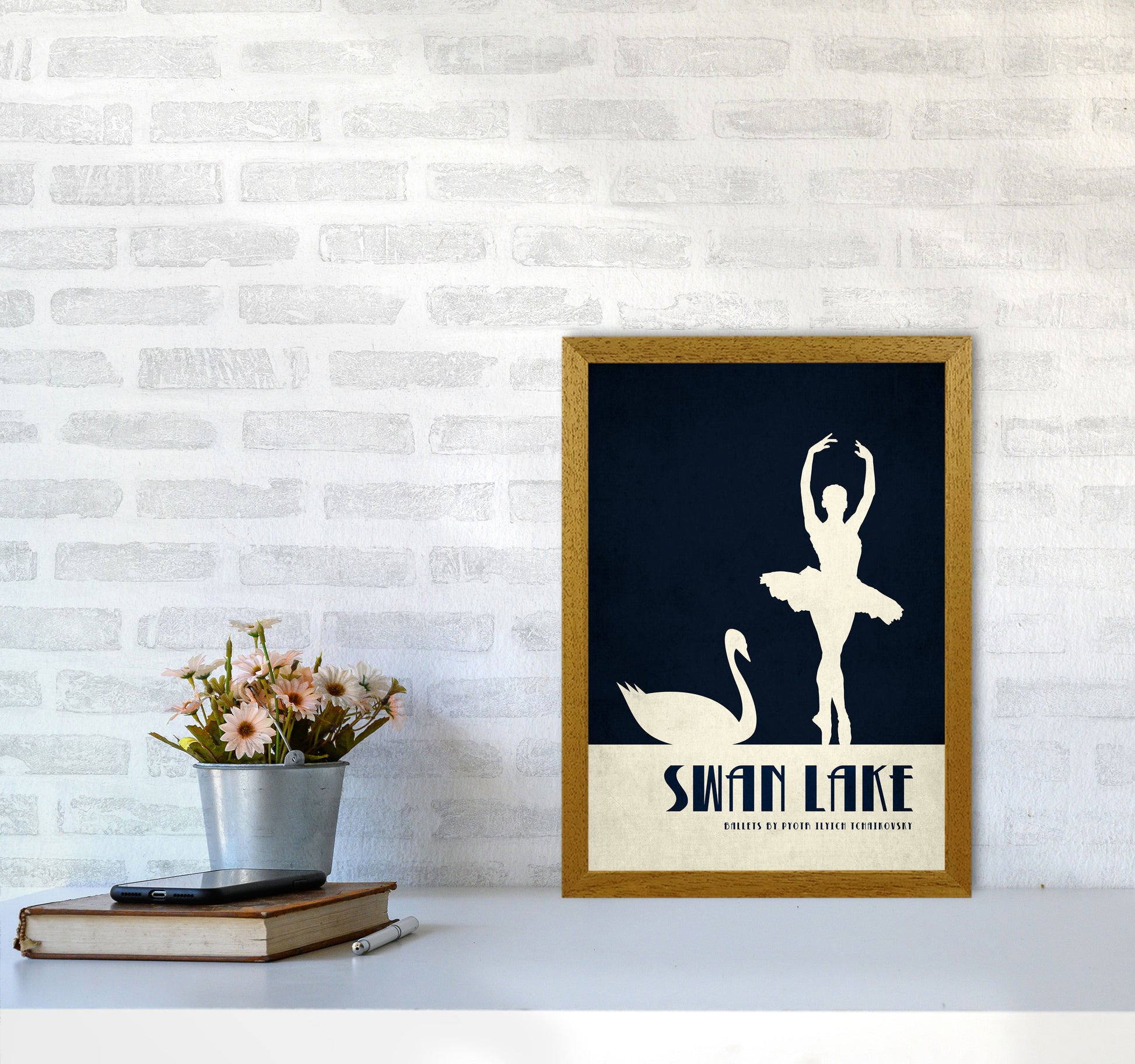 Swan Lake Ballet Poster Contemporary Art Print by Kubistika A3 Print Only