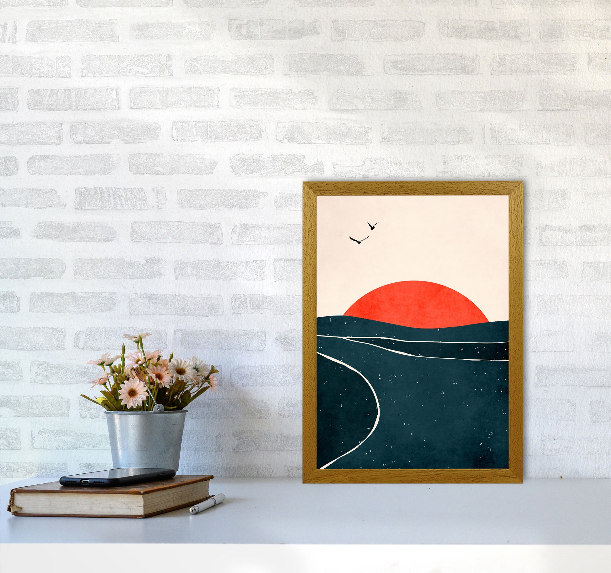 Doves And Waves Art Print by Kubistika A3 Print Only