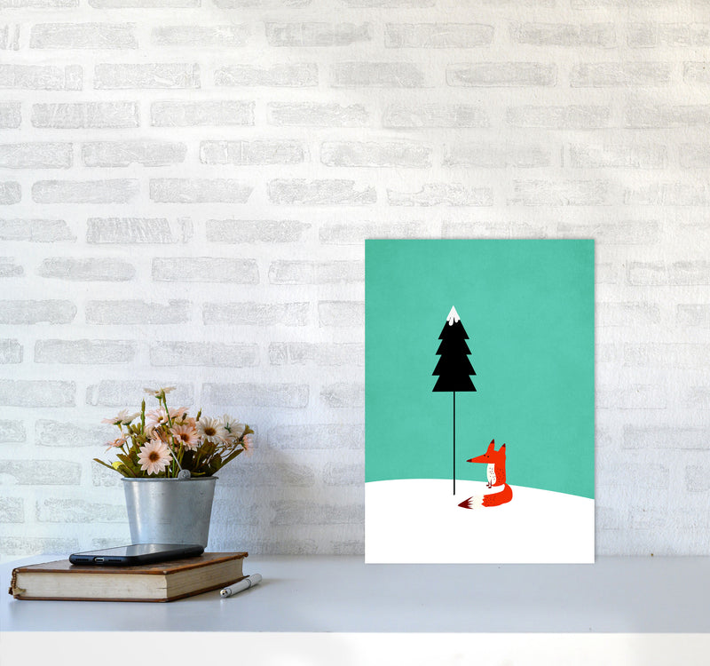 A Cute Little Fox  Modern Animal Art Print by Kubistika A3 Black Frame