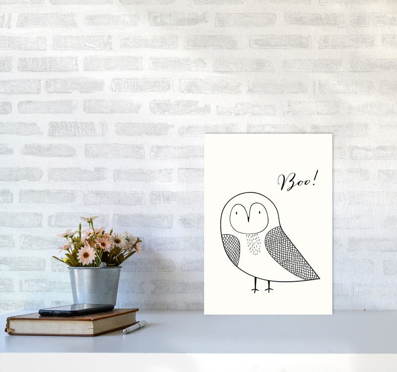 Boo Nursery Animal Art Print by Kubistika A3 Black Frame