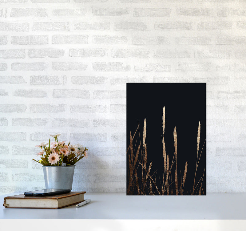 Golden Fields In The Dark Art Print by Kubistika A3 Black Frame
