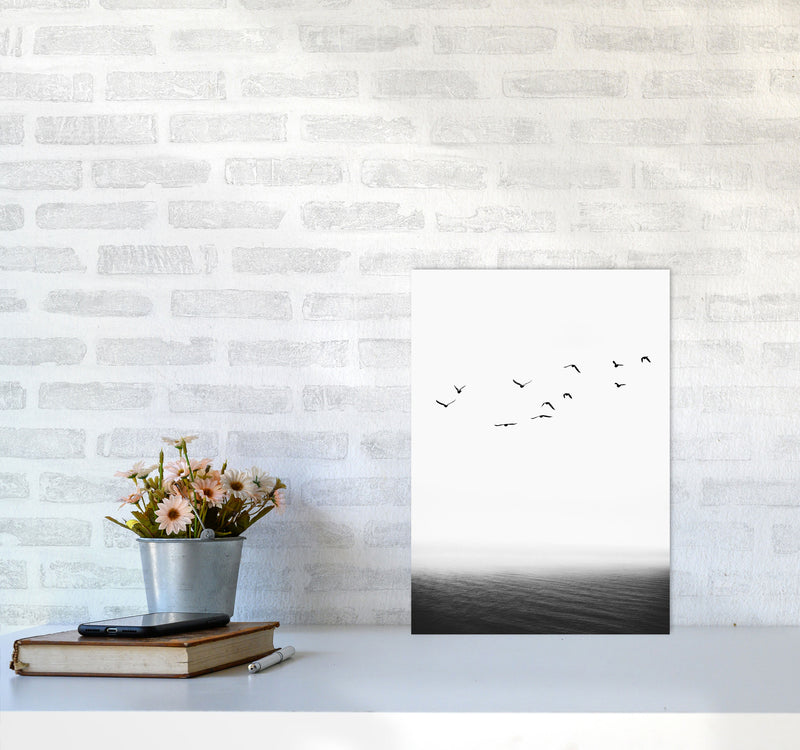 The Seaside Landscape Contemporary Art Print by Kubistika A3 Black Frame