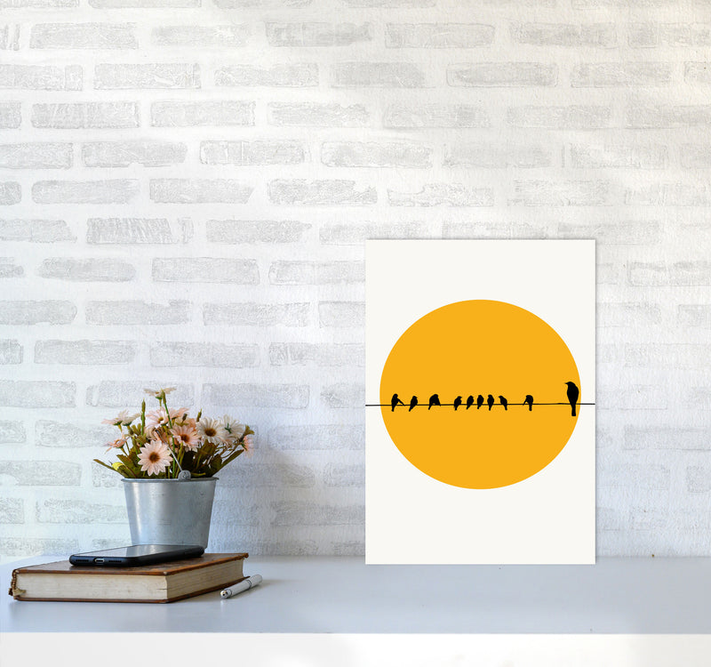 Birds Family Contemporary Art Print by Kubistika A3 Black Frame