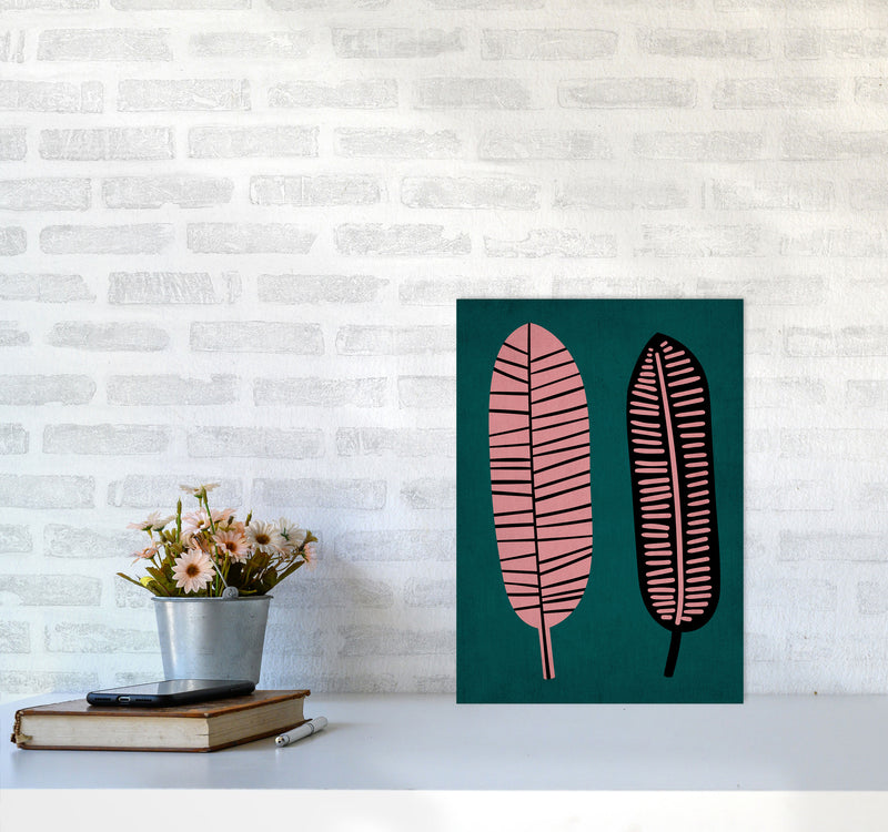 Two Leafs Contemporary Art Print by Kubistika A3 Black Frame
