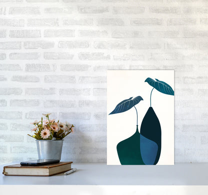 Scandinavian Bouquet-BLEU Contemporary Art Print by Kubistika A3 Black Frame