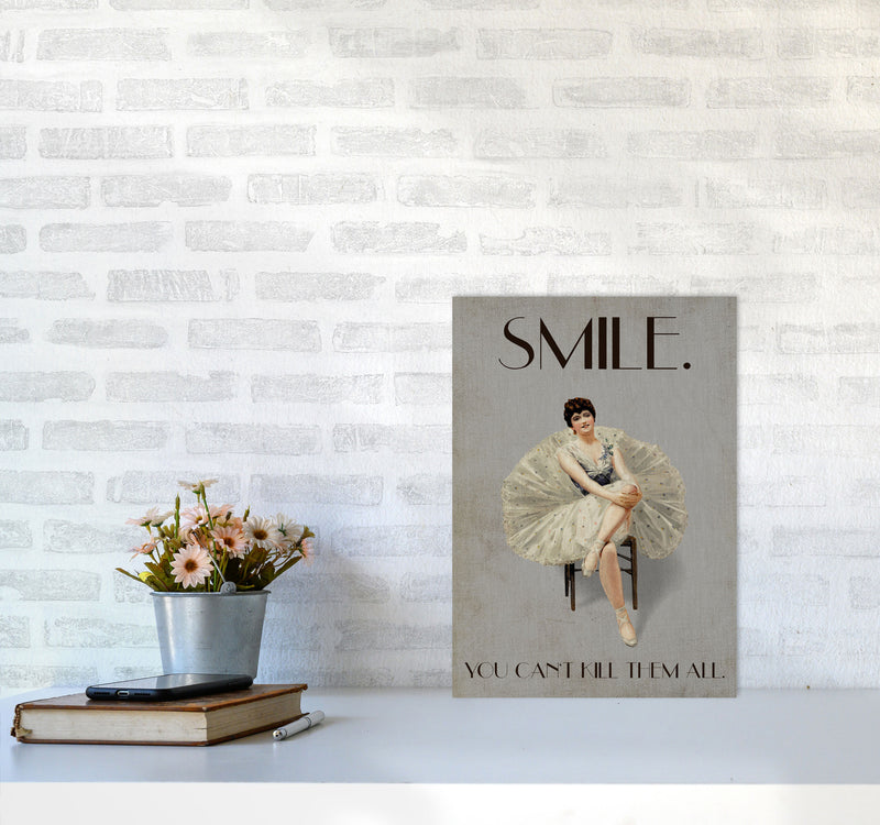 Keep Smiling Vintage Art Print by Kubistika A3 Black Frame