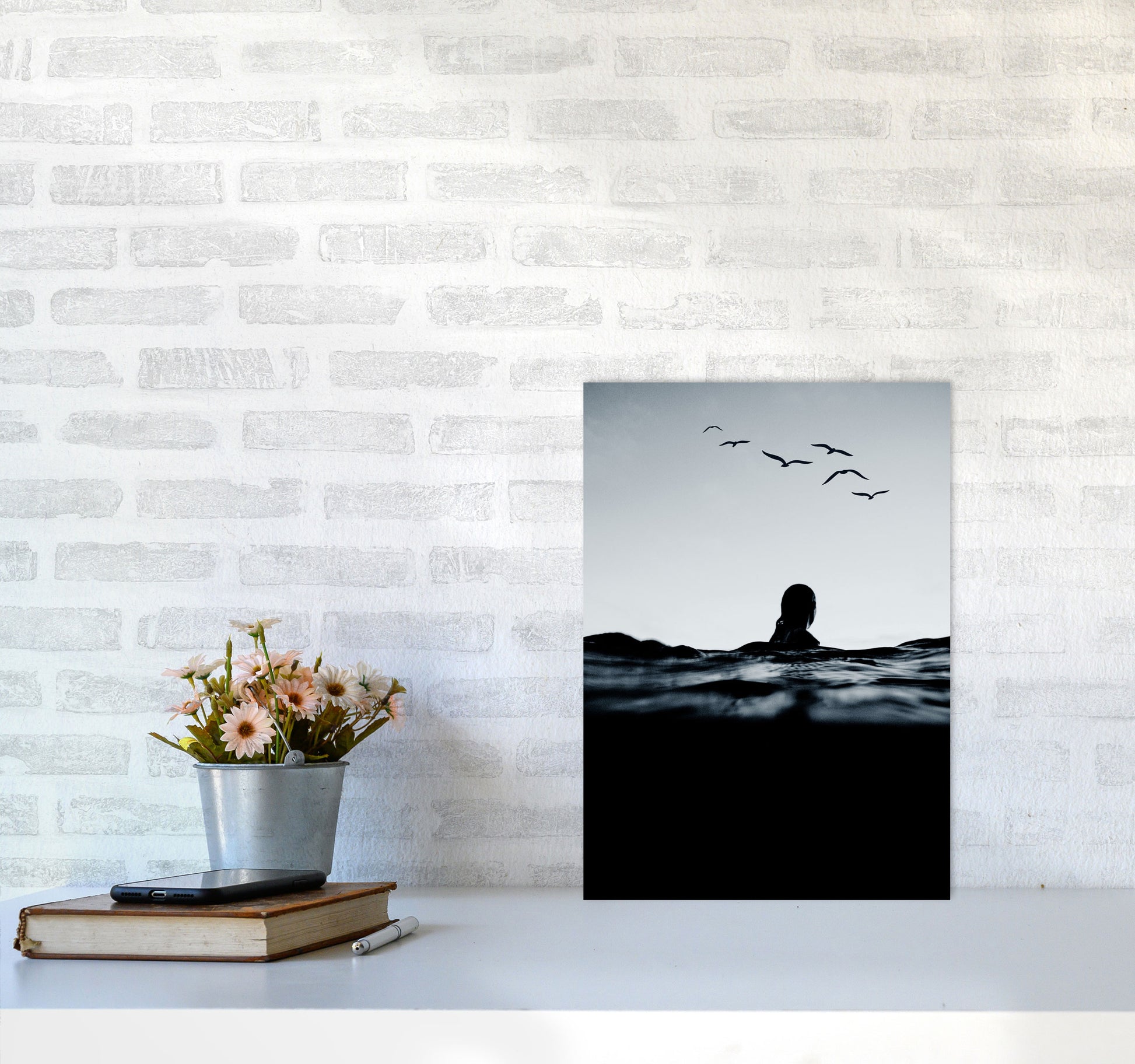 Floating Beach Photography Art Print by Kubistika A3 Black Frame