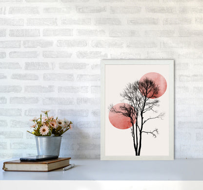 Sun and Moon hiding-ROSE Contemporary Art Print by Kubistika A3 Oak Frame