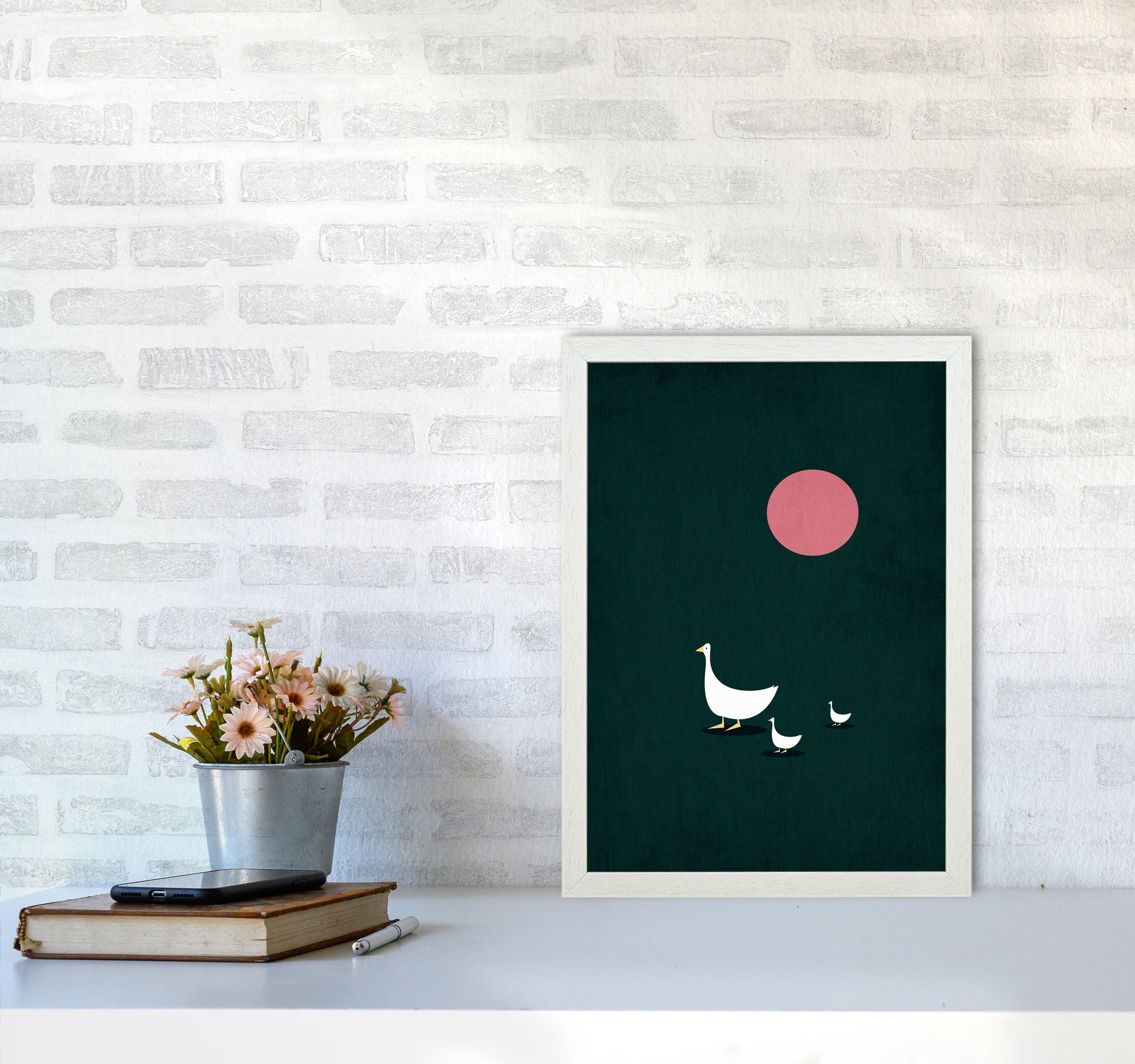 Sunny Side Of Life Contemporary Art Print by Kubistika A3 Oak Frame