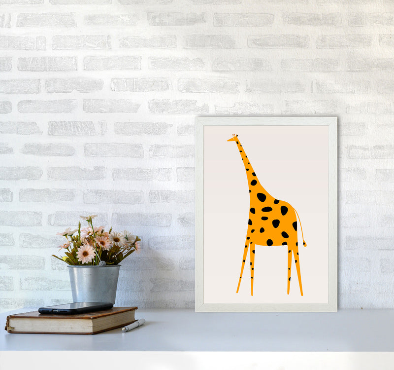 Cute Griraffe Nursery Art Print by Kubistika A3 Oak Frame