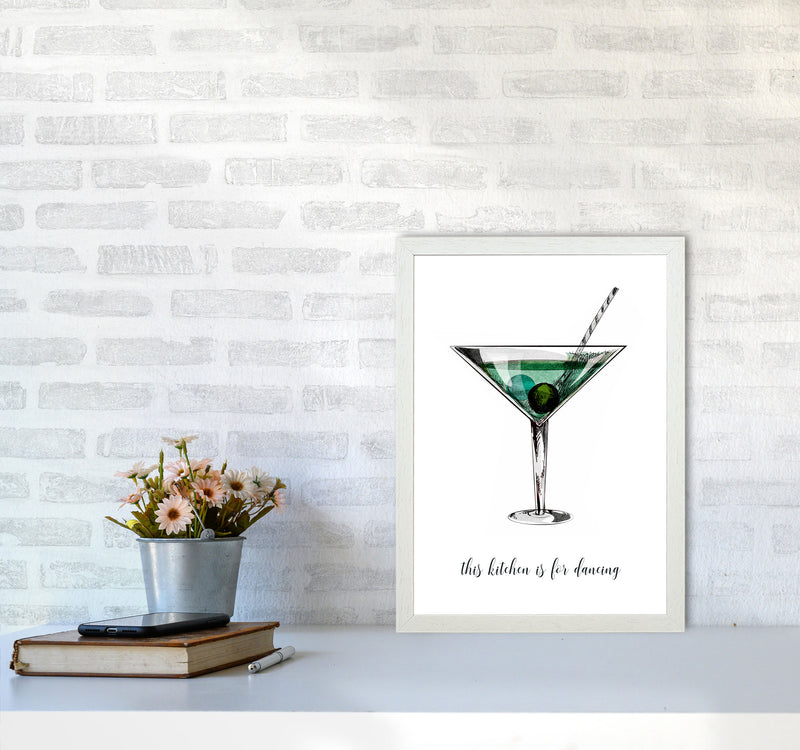 Kitchen Dancers Quote Contemporary Art Print by Kubistika A3 Oak Frame