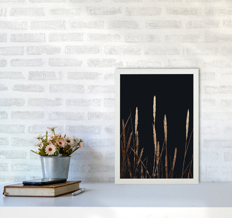 Golden Fields In The Dark Art Print by Kubistika A3 Oak Frame