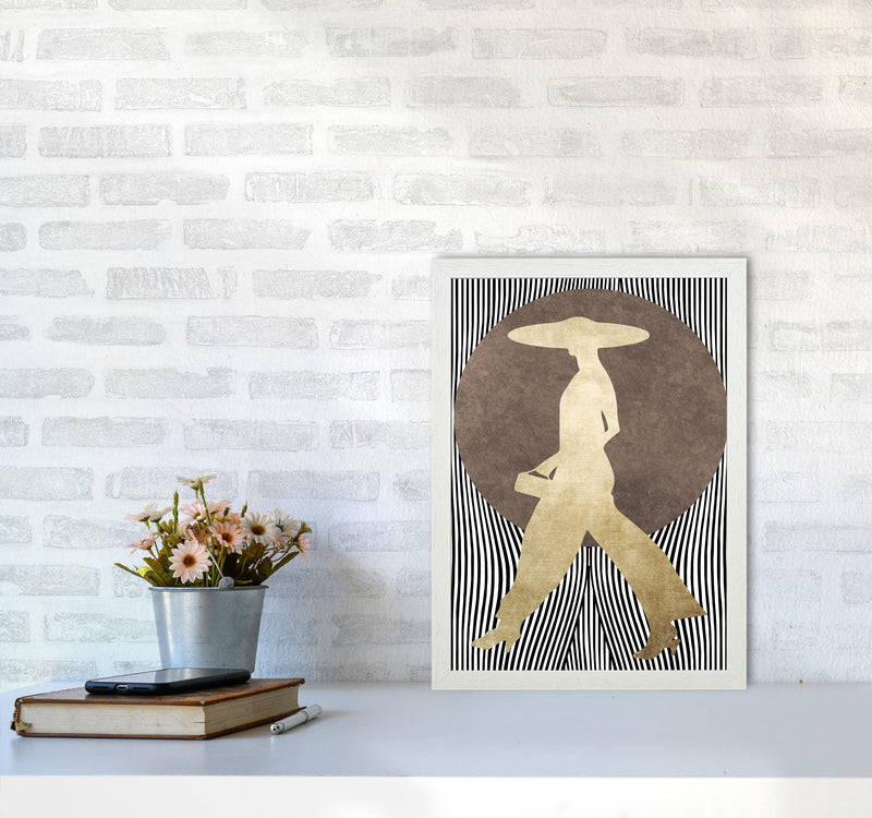 La Madame Noir Vintage Contemporary Art Print by Kubistika A3 Oak Frame