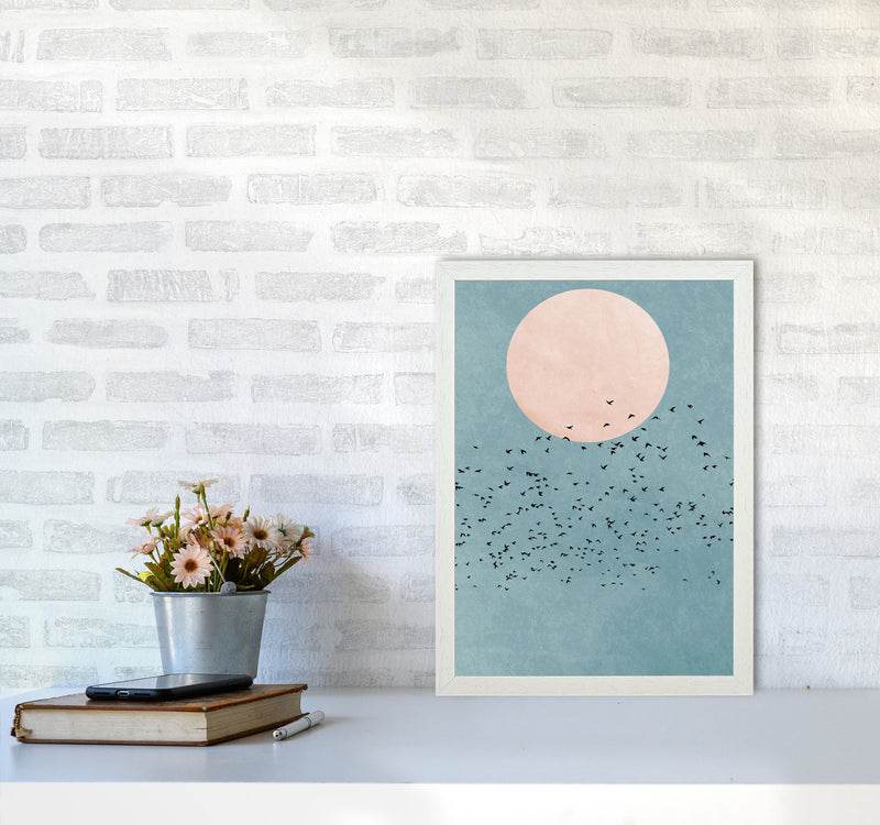 A Fly Away Modern Contemporary Art Print by Kubistika A3 Oak Frame