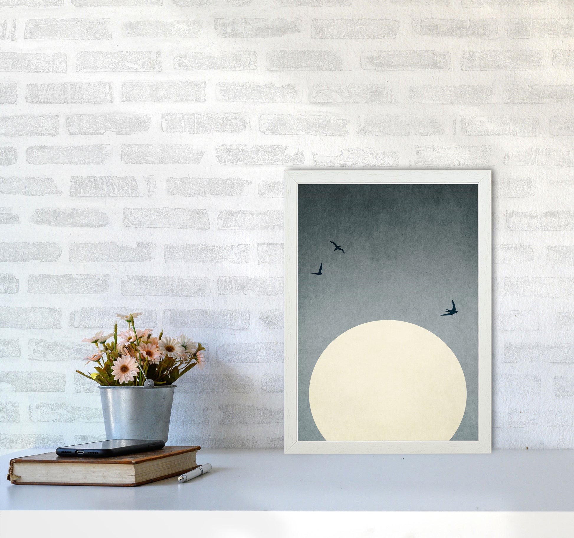 Moonshine Dancers-ROUGE Contemporary Art Print by Kubistika A3 Oak Frame