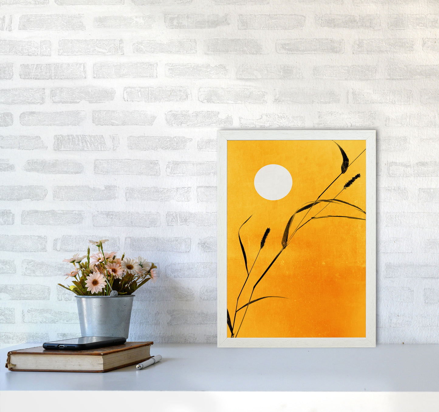 Sunny Days Contemporary Art Print by Kubistika A3 Oak Frame