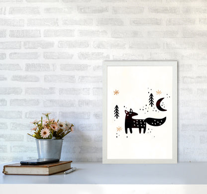 Little Winter Fox Nursery Childrens Art Print by Kubistika A3 Oak Frame