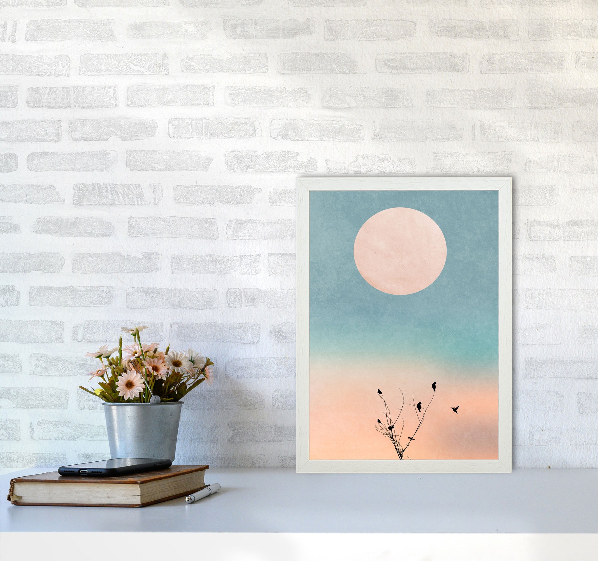 Waking Up Warm Contemporary Art Print by Kubistika A3 Oak Frame