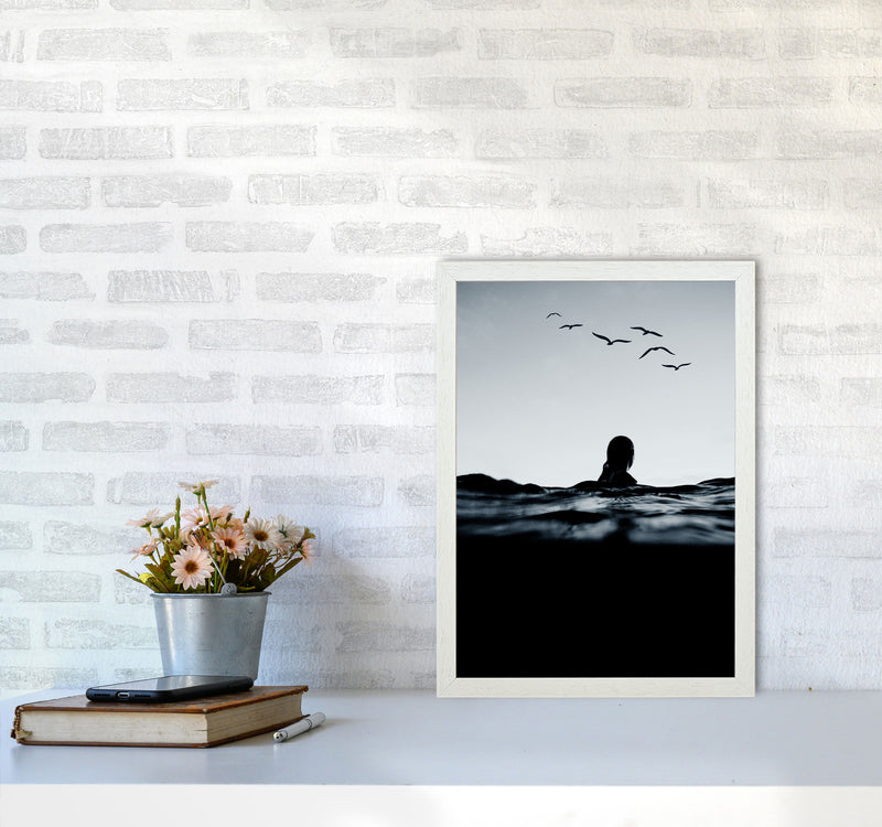 Floating Beach Photography Art Print by Kubistika A3 Oak Frame