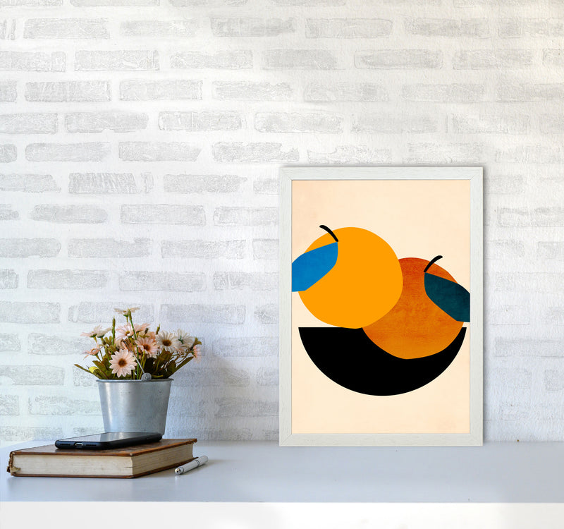 Two Oranges X Art Print by Kubistika A3 Oak Frame
