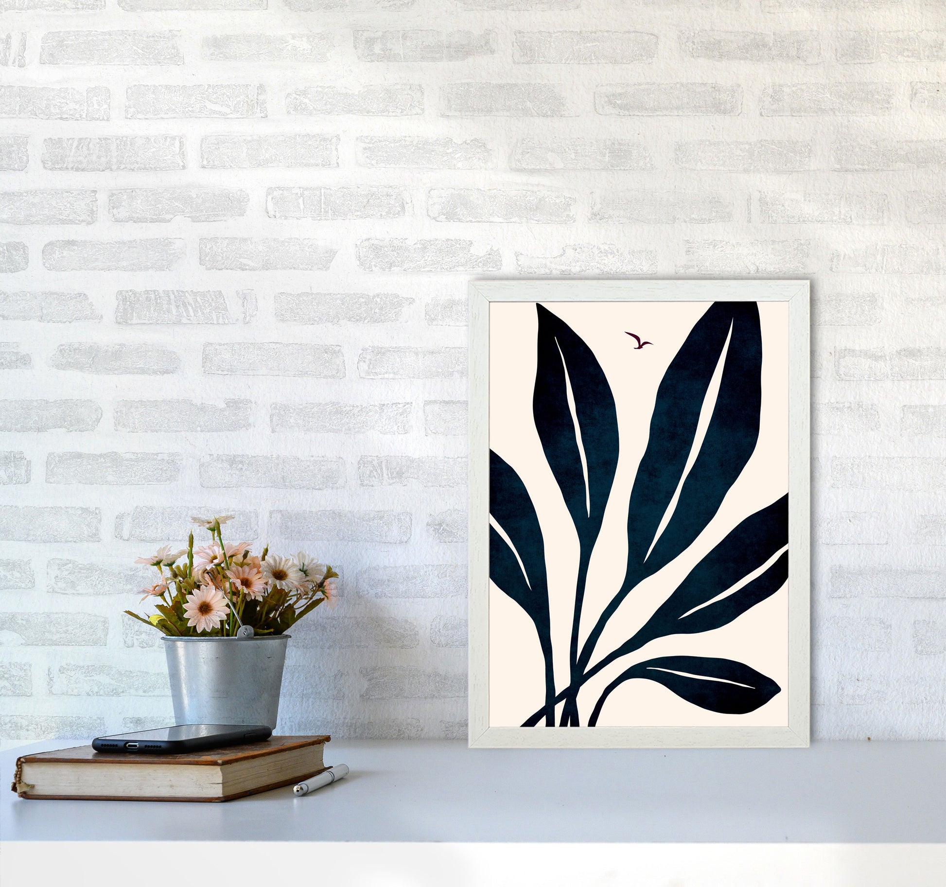 Ophelia - marine Art Print by Kubistika A3 Oak Frame