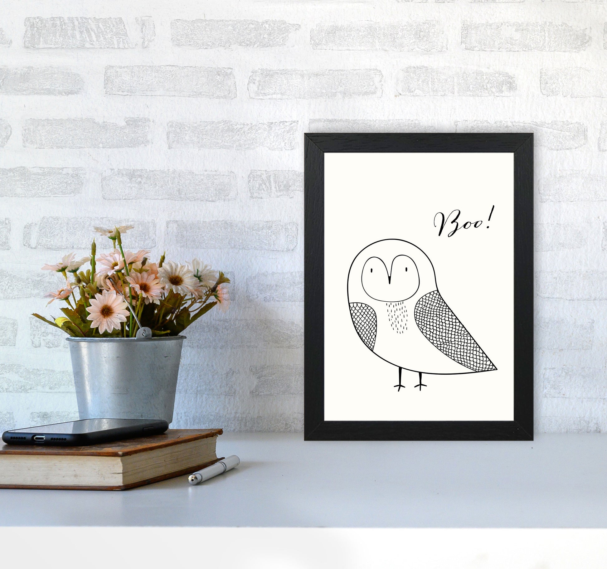 Boo Nursery Animal Art Print by Kubistika A4 White Frame